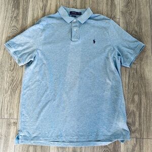 Pre-Owned-Ralph Lauren Classic Fit Soft Cotton Polo Shirt Powder Blue XL
